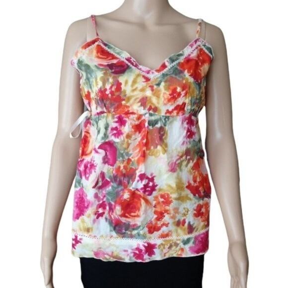 JOE Fresh Floral Spaghetti Strap Top, Large - Picture 1 of 4